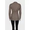 Belted leather jacket
