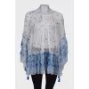White blouse in blue floral print