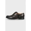 Leather brogues with golden rhinestones
