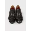 Leather brogues with golden rhinestones