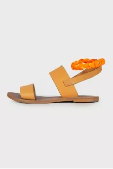 Orange weave leather sandals