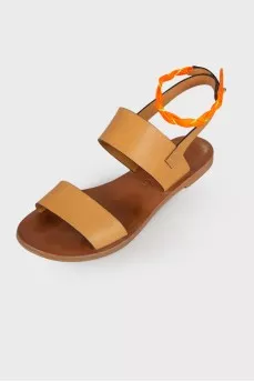Orange weave leather sandals