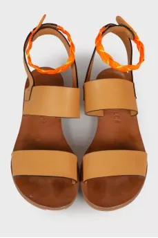 Orange weave leather sandals