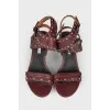 Sandals with metallic rhinestones