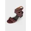 Sandals with metallic rhinestones