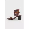 Sandals with metallic rhinestones