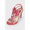 Pink sandals with rhinestones