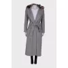 Wool coat with multicolor fur