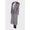 Wool coat with multicolor fur