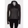 Dark gray asymmetric sheepskin coat