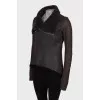 Dark gray asymmetric sheepskin coat