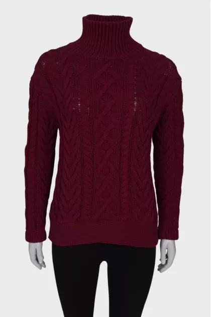 Burgundy chunky knit sweater