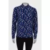 Silk blue printed shirt