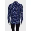 Silk blue printed shirt