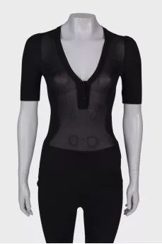 Black V-neck T-shirt