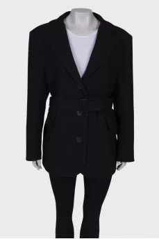 Wool jacket with belt