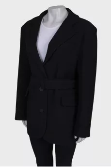 Wool jacket with belt