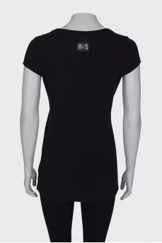 T-shirt with print and rhinestones