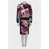 Suit with a skirt, with a floral print