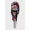 Suit with a skirt, with a floral print