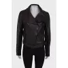 Leather jacket with belt