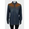Combination shirt with suede leather