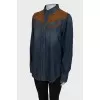 Combination shirt with suede leather