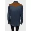 Combination shirt with suede leather