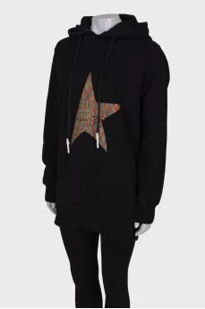 Long embroidered hoodie