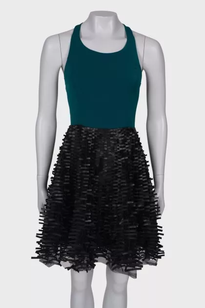 Two tone dress with embellished hem