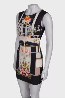 Silk mini dress in floral print