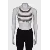 Striped top with brand logo