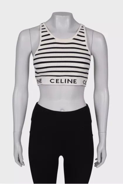 Striped top with brand logo
