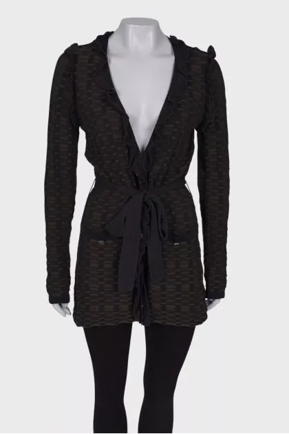 Patterned frill cardigan