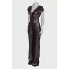 Open back metallic jumpsuit