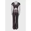 Open back metallic jumpsuit