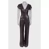 Open back metallic jumpsuit