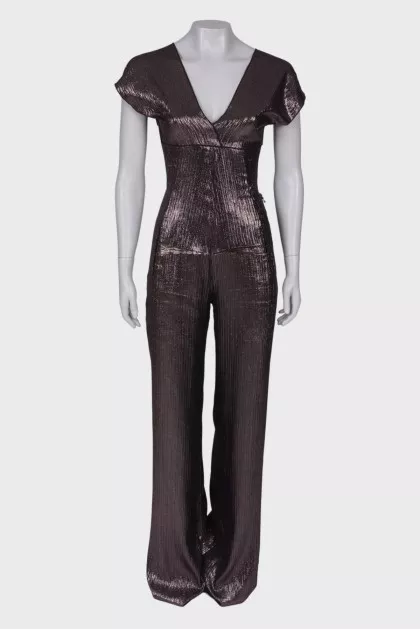 Open back metallic jumpsuit