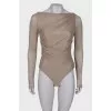 Silver draped bodysuit 