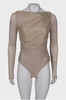 Silver draped bodysuit 