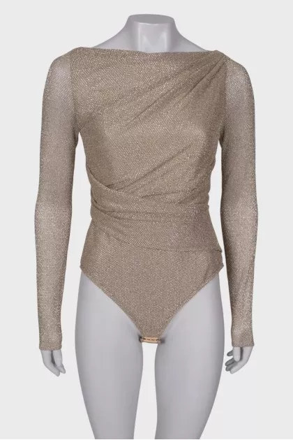 Silver draped bodysuit 