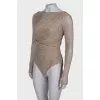 Silver draped bodysuit 