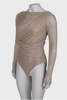 Silver draped bodysuit 