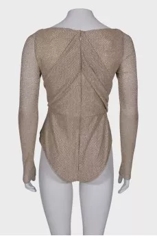 Silver draped bodysuit 