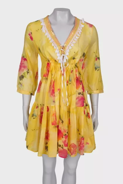 Yellow print dress