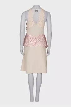 Beige dress with openwork top