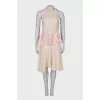 Beige dress with openwork top