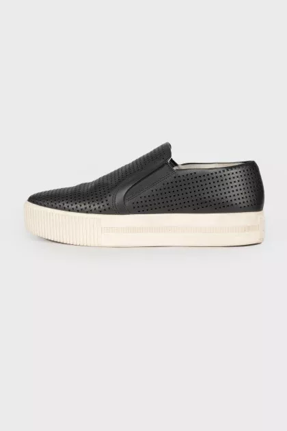 Perforated leather slip-ons