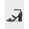 Black leather sandals