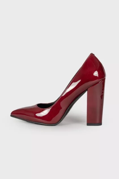 Maroon patent leather shoes